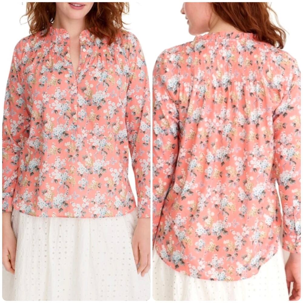 J.Crew Ruffle Popover Liberty London Josephine Floral Blouse Top